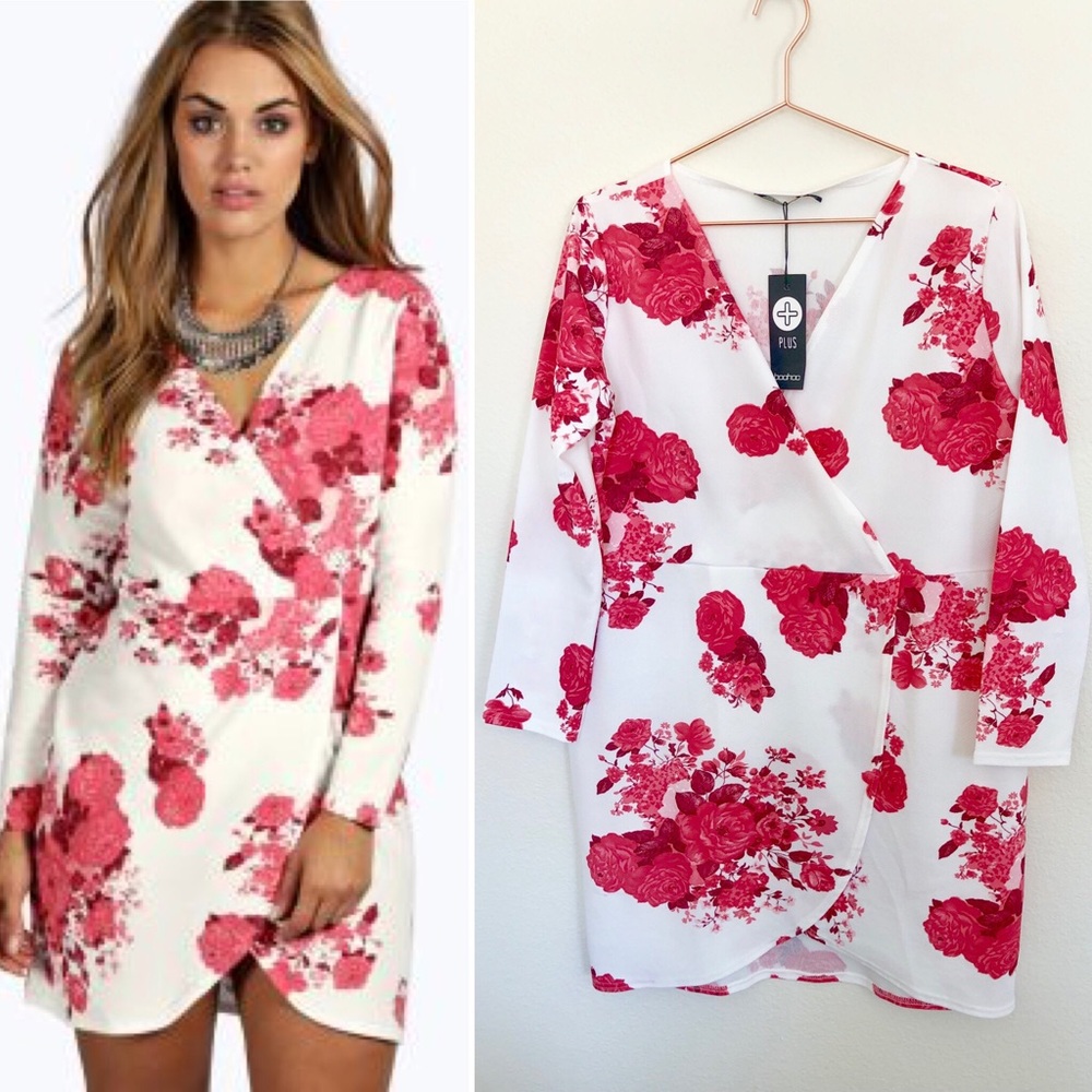 Boohoo Plus Floral Wrap Dress
